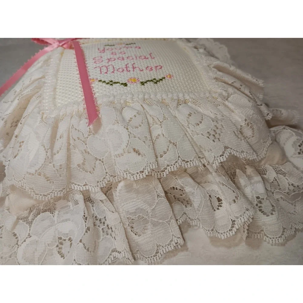 Country Cozy's Hanging Lace And Embroidered Pillow Mother's Day Gift Special Mom